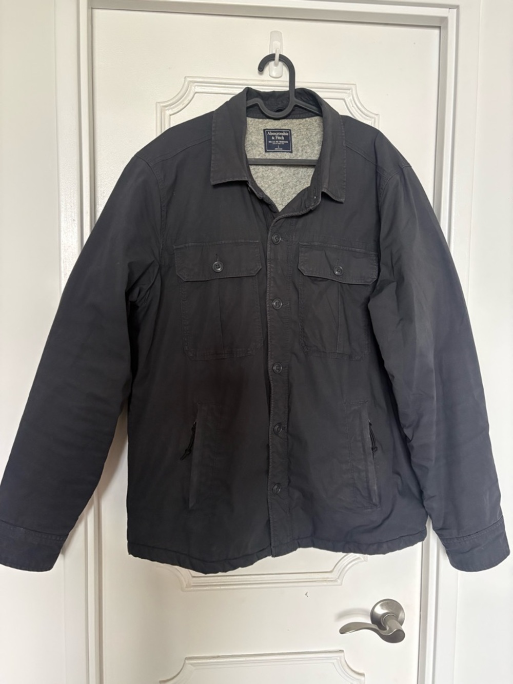 Abercrombie & Fitch Men's Dark Gray Button-Front Field Jacket